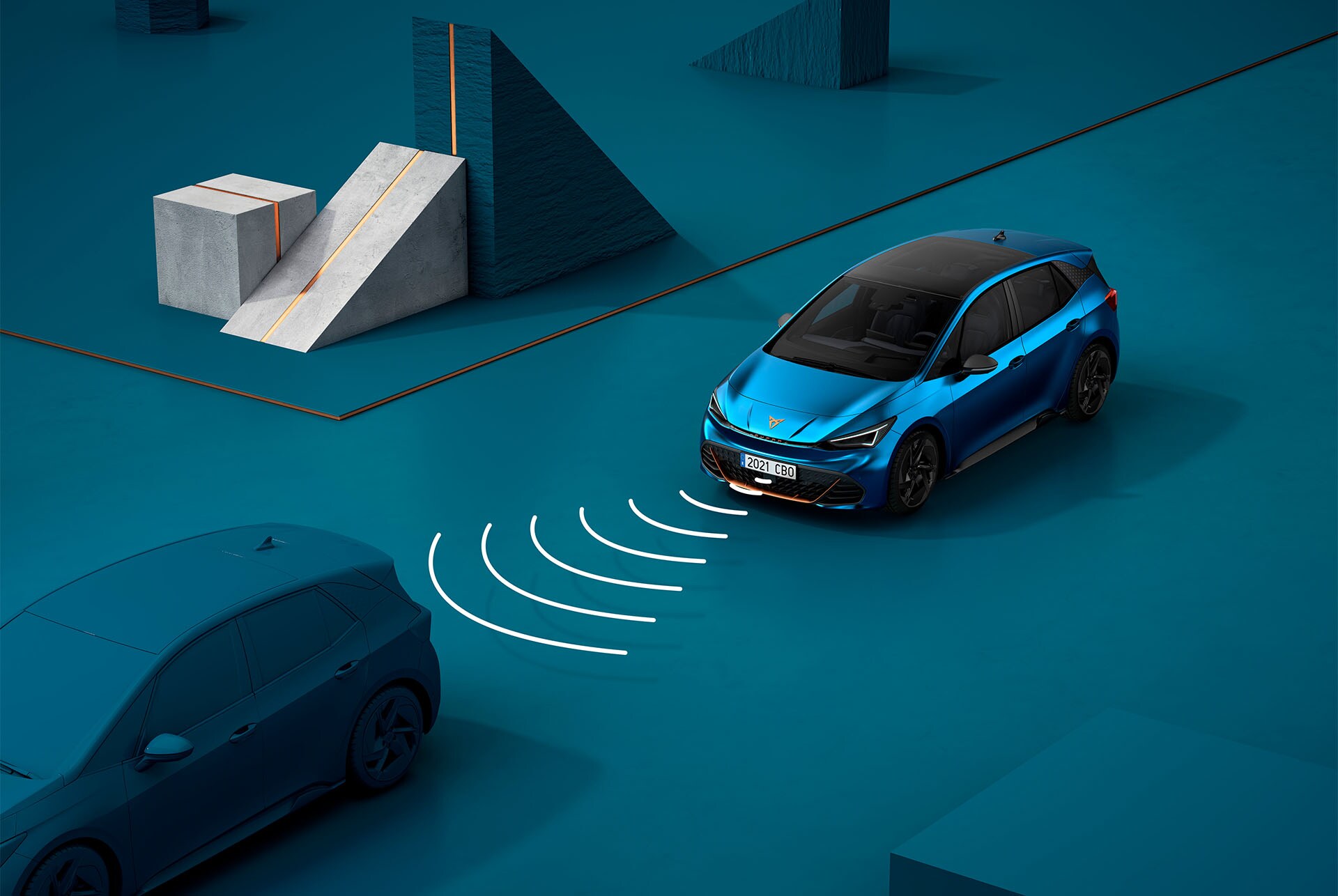 CUPRA Born color blau Aurora amb control de creuer adaptatiu.