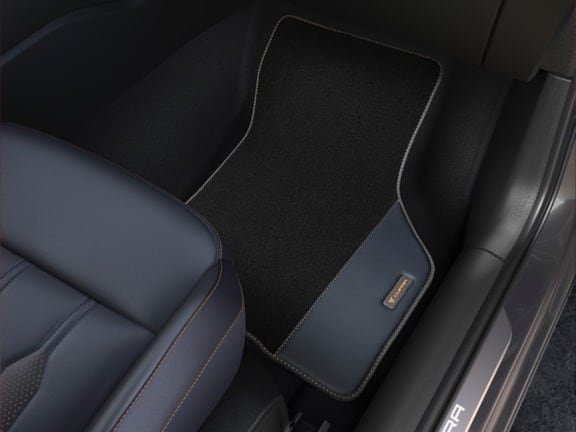 Petrol Blue leather CUPRA Leon SP car mat.